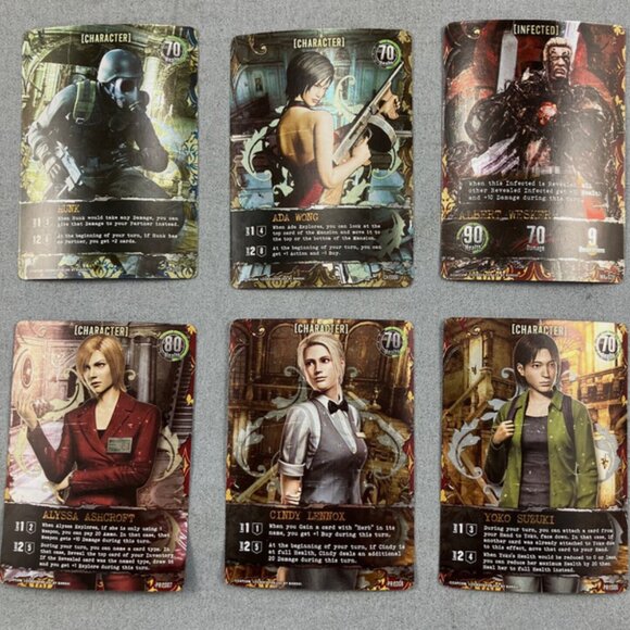 6 Foil Rare Resident Evil Deck Building Game Ada Alyssa Yoko Cindy Hunk Albert - Picture 1 of 3